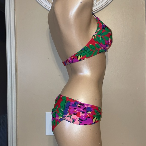 Aerie women’s bikini 34c medium top halter underwire bottom red floral - Picture 4 of 11